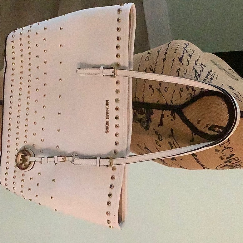 Michael Kors White Studded Shoulder Bags. Excellent Condition.